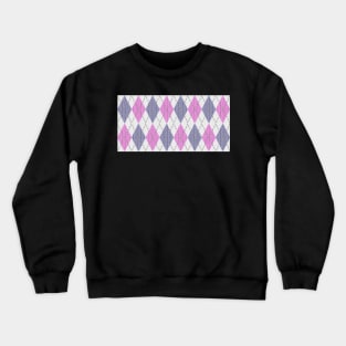 Pink Purple Argyle Knit Pattern Crewneck Sweatshirt